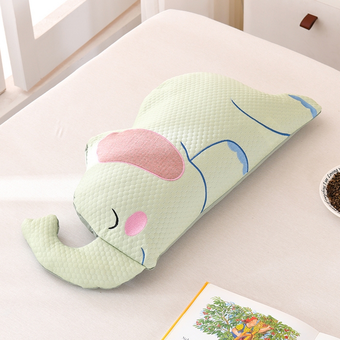 金牛枕芯 2025新款凉感冰豆豆小象荞麦枕头夏季学生儿童护颈枕头枕芯 凉感小象-绿色