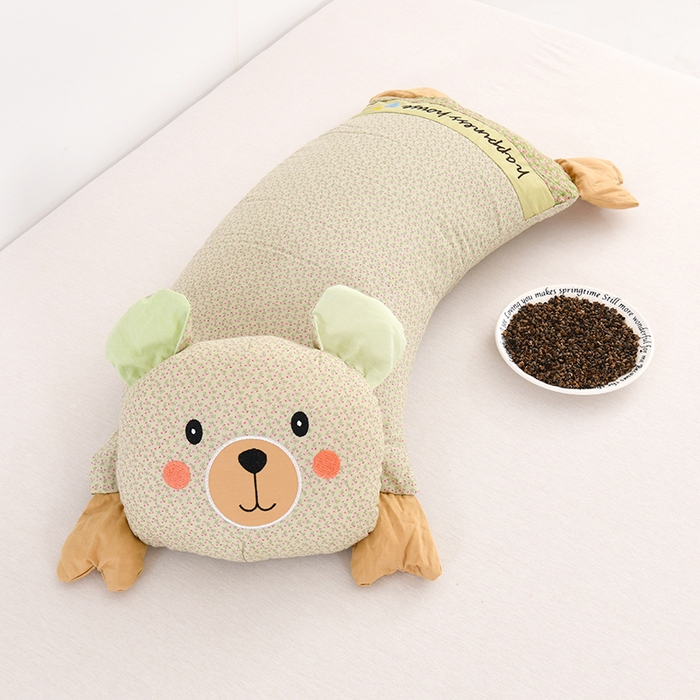 金牛枕芯 2025春夏新款水洗棉印花荞麦枕捏捏熊小碎花儿童枕头枕芯 单枕芯 捏捏熊-绿色