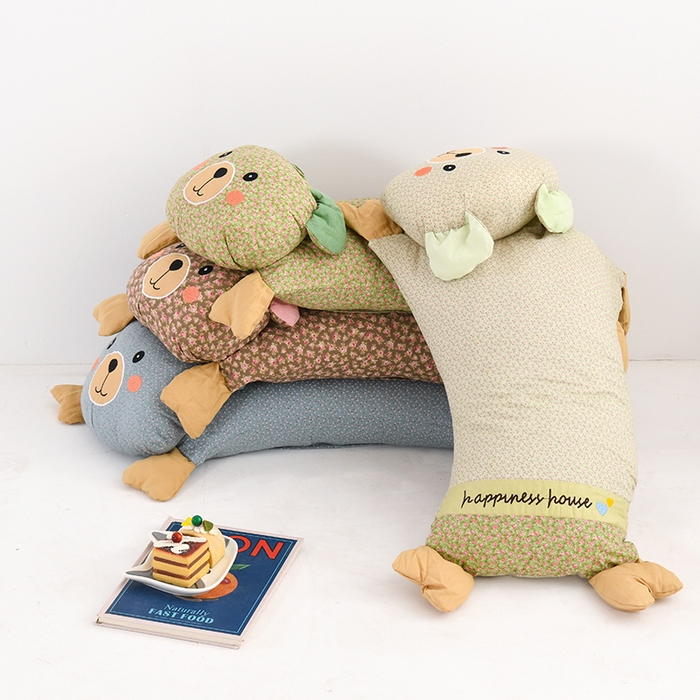 91家纺网 家纺一手货源 找家纺 （总）金牛枕芯 2025春夏新款水洗棉印花荞麦枕捏捏熊小碎花儿童枕头枕芯 单枕芯