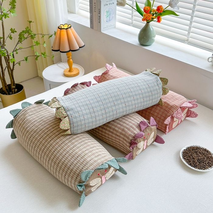 91家纺网 家纺一手货源 找家纺 金牛枕芯 2025新款花蝴蝶荞麦枕头全棉双层纱儿童枕芯学生护颈枕 组合图（仅展示）