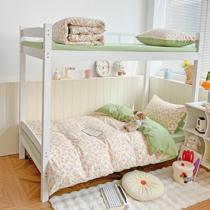 91家纺网 家纺一手货源 找家纺 朵朵2025新款水洗云朵糯糯棉三四件套水洗棉简约风ins风小碎花学生宿舍床被套床单款床笠款三四件套 热恋