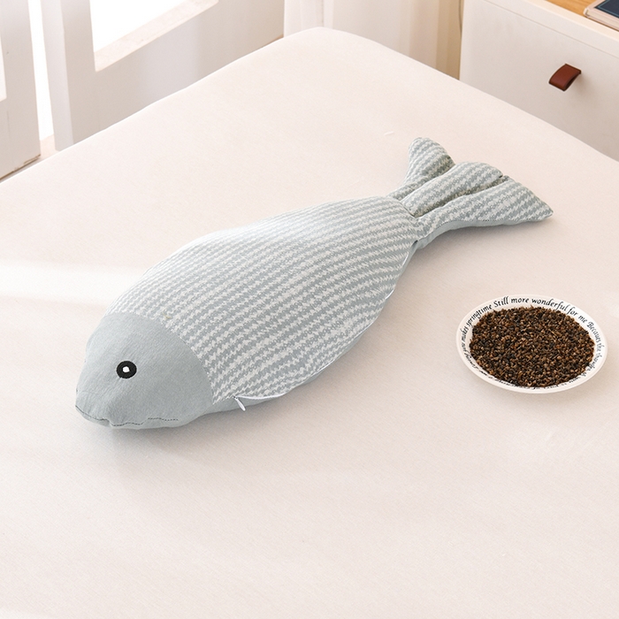 金牛枕芯 2025新款全棉双层纱泡泡鱼荞麦枕学生儿童抱枕 枕头枕芯 泡泡鱼-蓝色