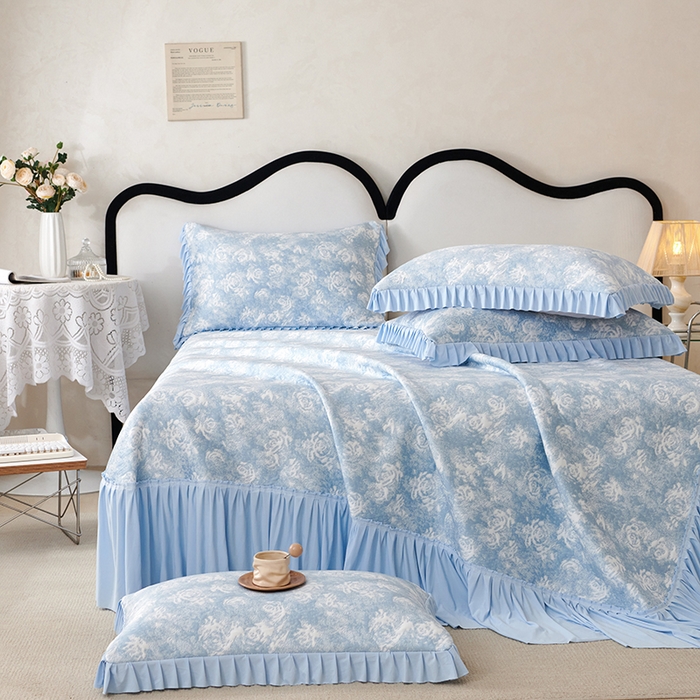 91家纺网 家纺一手货源 找家纺 佳汐蓝 2025新款冰丝玫瑰席（全网券后不得低于此控价268）