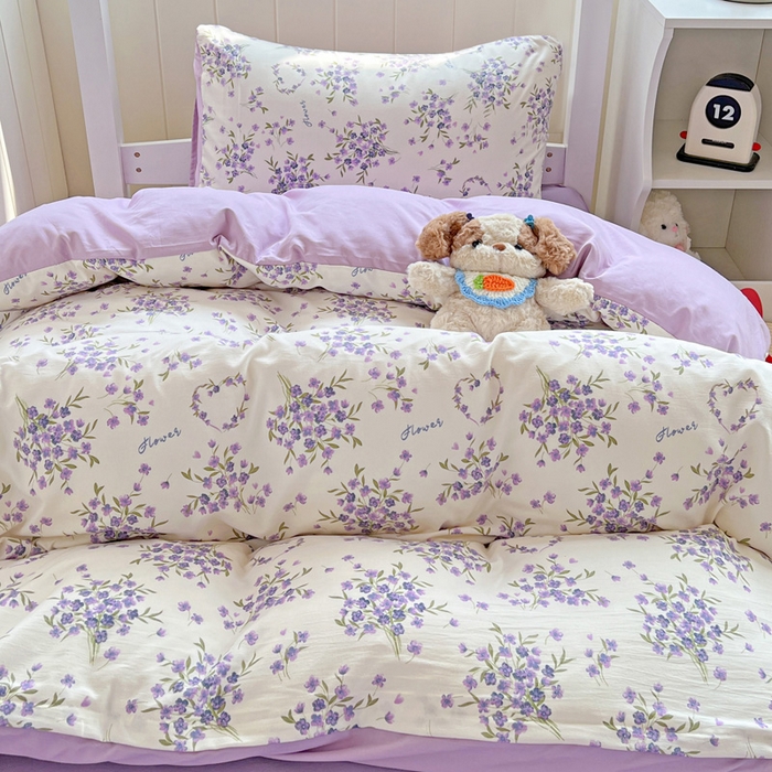 91家纺网 家纺一手货源 找家纺 （总）朵朵2025新款水洗云朵糯糯棉三四件套水洗棉简约风ins风小碎花学生宿舍床被套床单款床笠款三四件套