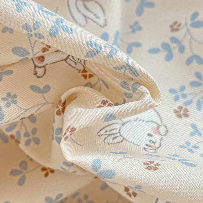 91家纺网 家纺一手货源 找家纺 朵朵2025新款水洗云朵糯糯棉三四件套水洗棉简约风ins风小碎花学生宿舍床被套床单款床笠款三四件套花丛兔