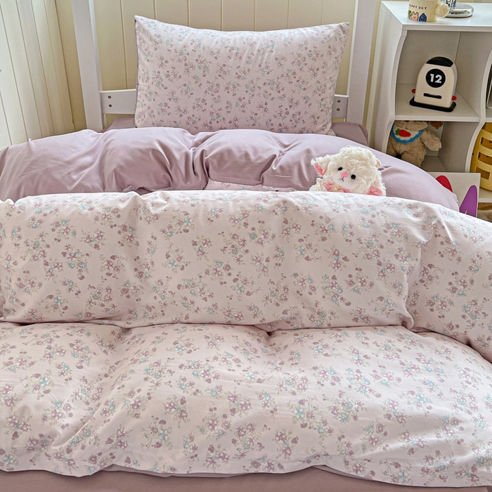 91家纺网 家纺一手货源 找家纺 朵朵2025新款水洗云朵糯糯棉三四件套水洗棉简约风ins风小碎花学生宿舍床被套床单款床笠款三四件套花梦