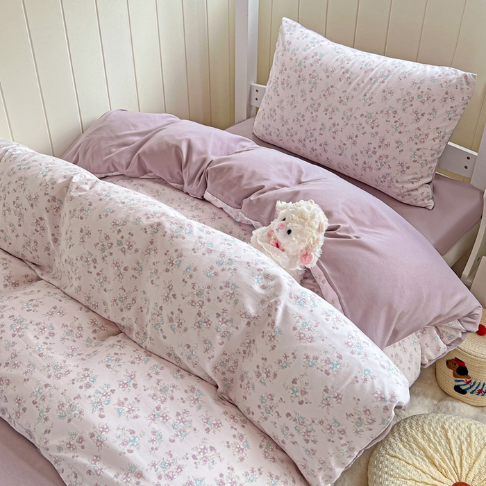 91家纺网 家纺一手货源 找家纺 朵朵2025新款水洗云朵糯糯棉三四件套水洗棉简约风ins风小碎花学生宿舍床被套床单款床笠款三四件套花梦