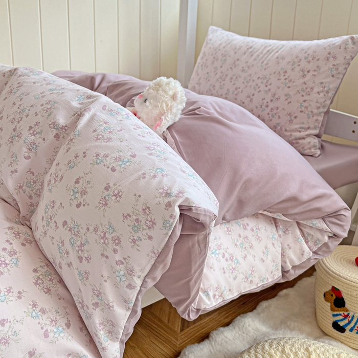 91家纺网 家纺一手货源 找家纺 朵朵2025新款水洗云朵糯糯棉三四件套水洗棉简约风ins风小碎花学生宿舍床被套床单款床笠款三四件套花梦