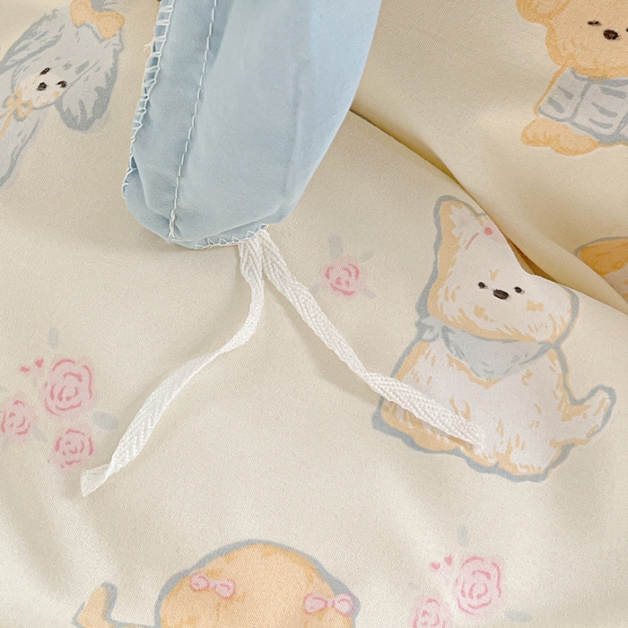 91家纺网 家纺一手货源 找家纺 朵朵2025新款水洗云朵糯糯棉三四件套水洗棉简约风ins风小碎花学生宿舍床被套床单款床笠款三四件套 萌宠