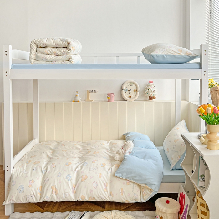 91家纺网 家纺一手货源 找家纺 朵朵2025新款水洗云朵糯糯棉三四件套水洗棉简约风ins风小碎花学生宿舍床被套床单款床笠款三四件套 萌宠