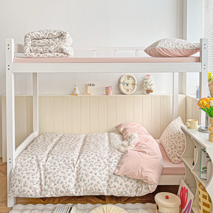 91家纺网 家纺一手货源 找家纺 朵朵2025新款水洗云朵糯糯棉三四件套水洗棉简约风ins风小碎花学生宿舍床被套床单款床笠款三四件套 忘忧草