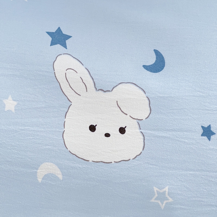 91家纺网 家纺一手货源 找家纺 朵朵2025新款水洗云朵糯糯棉三四件套水洗棉简约风ins风小碎花学生宿舍床被套床单款床笠款三四件套——单被套 星空兔