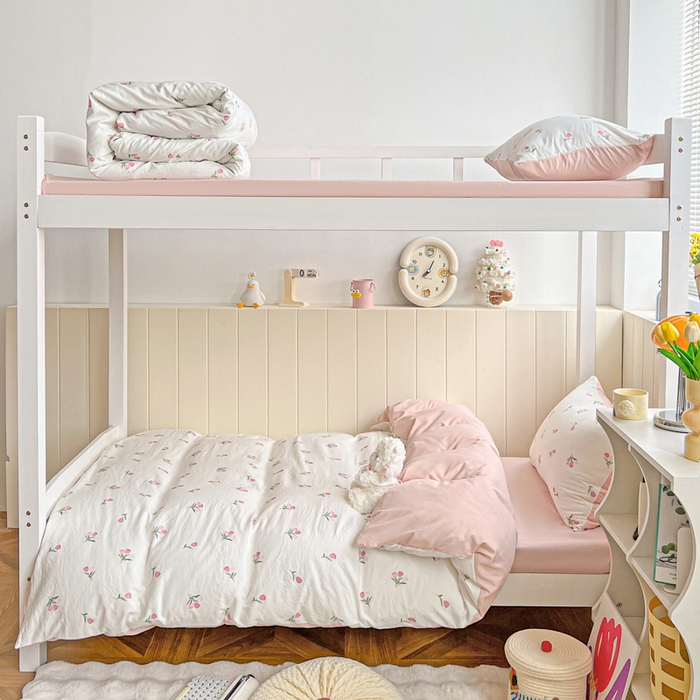 91家纺网 家纺一手货源 找家纺 朵朵2025新款水洗云朵糯糯棉三四件套水洗棉简约风ins风小碎花学生宿舍床被套床单款床笠款三四件套 郁金香