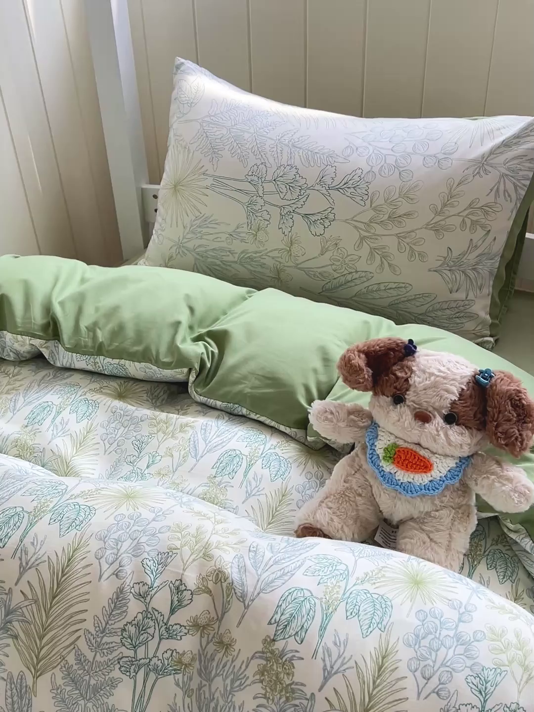 91家纺网 家纺一手货源 找家纺 朵朵2025新款水洗云朵糯糯棉三四件套水洗棉简约风ins风小碎花学生宿舍床被套床单款床笠款三四件套 春晓