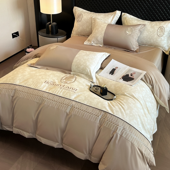 91家纺网 家纺一手货源 找家纺 （总）苏美 2025新款全棉肌理纹绣花四件套-香榭