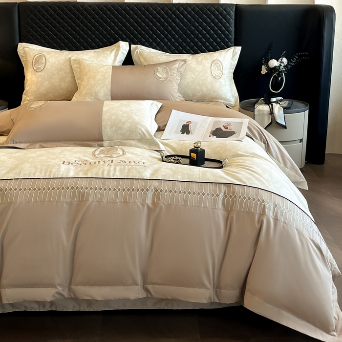 91家纺网 家纺一手货源 找家纺 （总）苏美 2025新款全棉肌理纹绣花四件套-香榭