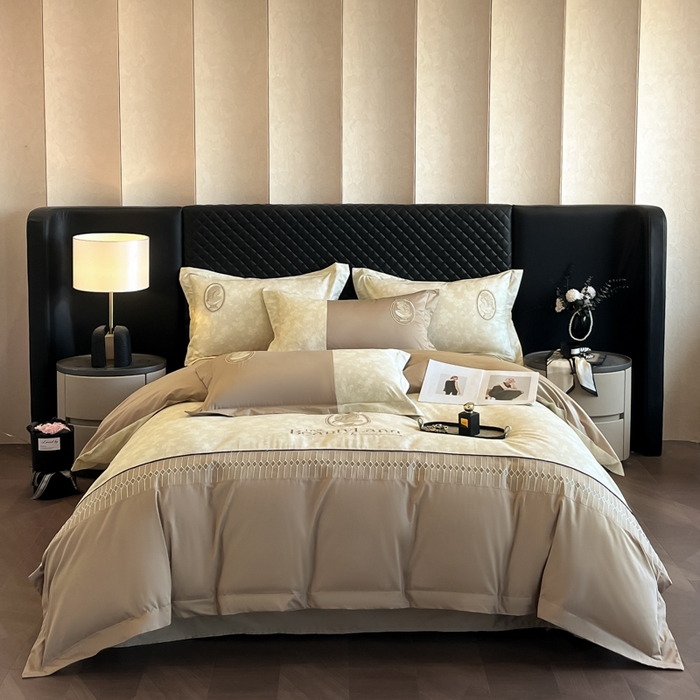 91家纺网 家纺一手货源 找家纺 （总）苏美 2025新款全棉肌理纹绣花四件套-香榭