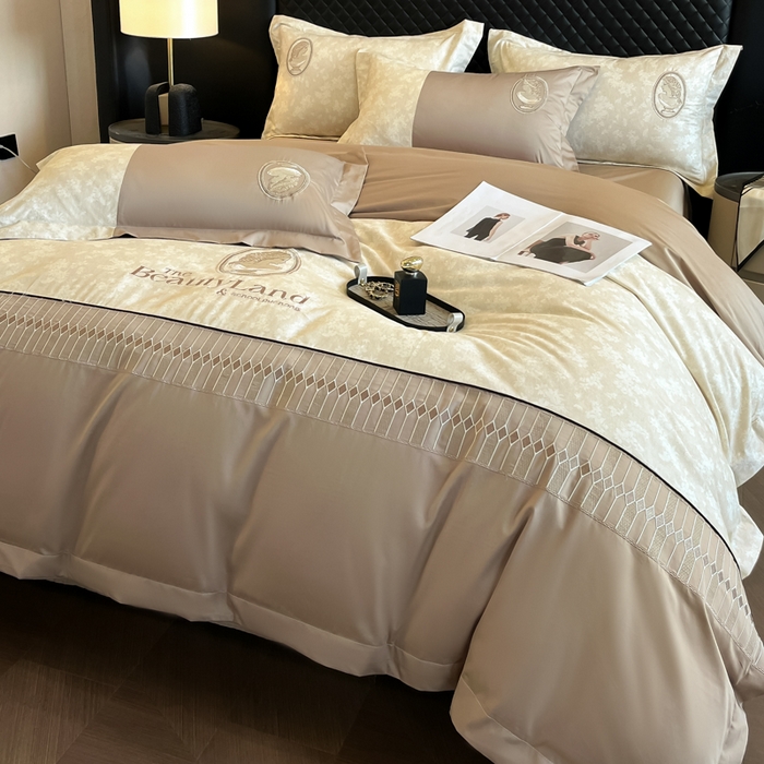 91家纺网 家纺一手货源 找家纺 （总）苏美 2025新款全棉肌理纹绣花四件套-香榭