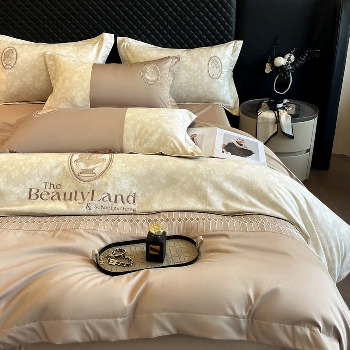 91家纺网 家纺一手货源 找家纺 （总）苏美 2025新款全棉肌理纹绣花四件套-香榭