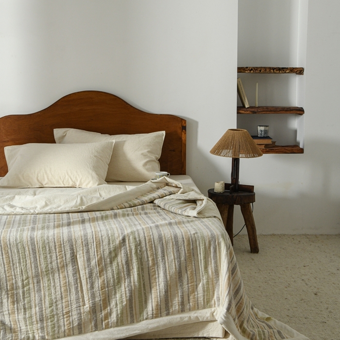 91家纺网 家纺一手货源 找家纺 简家居 2025新款简约亲肤夏被夏凉被空调被 旧日告白-草绿