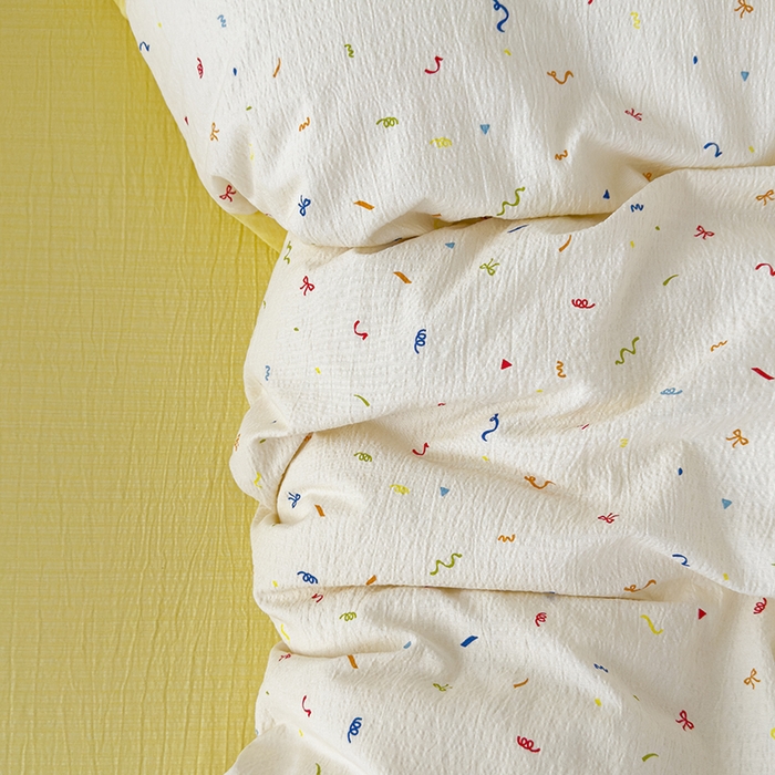 91家纺网 家纺一手货源 找家纺 竹合家纺 2025新品云感皱皱四件套跑量款小清新四件套风信子-黄