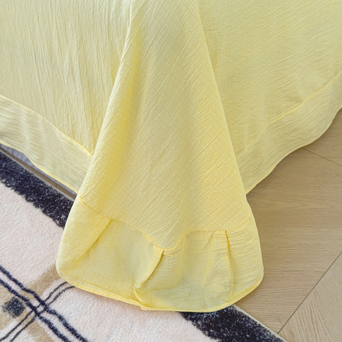 91家纺网 家纺一手货源 找家纺 竹合家纺 2025新品云感皱皱四件套跑量款小清新四件套风信子-黄