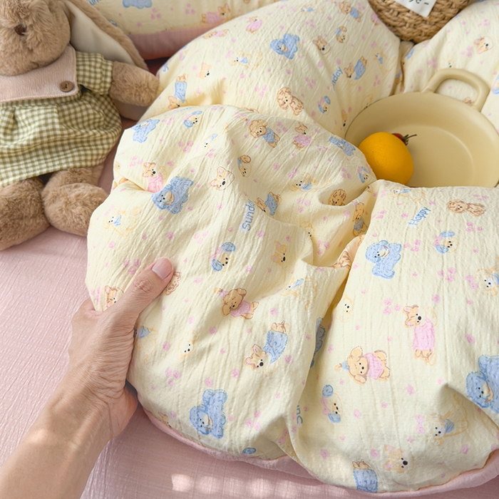 91家纺网 家纺一手货源 找家纺 竹合家纺 2025新品云感皱皱四件套跑量款小清新四件套萌宠乐园