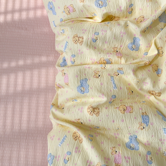 91家纺网 家纺一手货源 找家纺 竹合家纺 2025新品云感皱皱四件套跑量款小清新四件套萌宠乐园