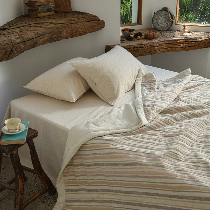 91家纺网 家纺一手货源 找家纺 简家居 2025新款简约亲肤夏被夏凉被空调被 旧日告白-奶茶粉