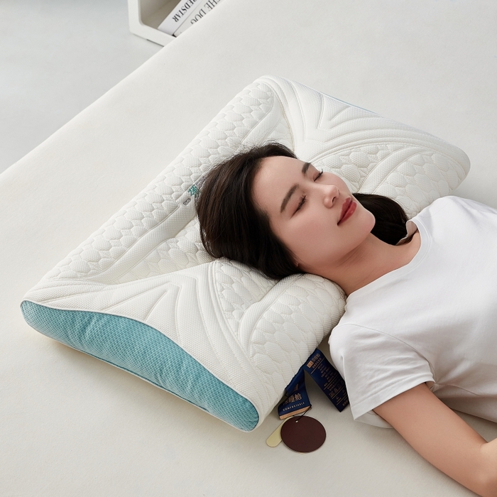 91家纺网 家纺一手货源 找家纺 缔莱（十三铭）被业 2025新款护颈枕头枕芯深睡眠SPA天然乳胶抗菌防螨酒店同款 款式二 48*74cm/只