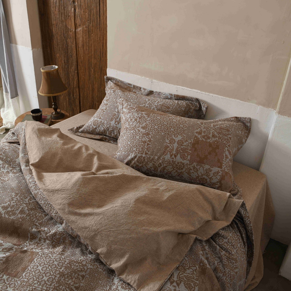 91家纺网 家纺一手货源 找家纺 简家居 2025新款高端轻奢亚麻棉四件套 兰亭序