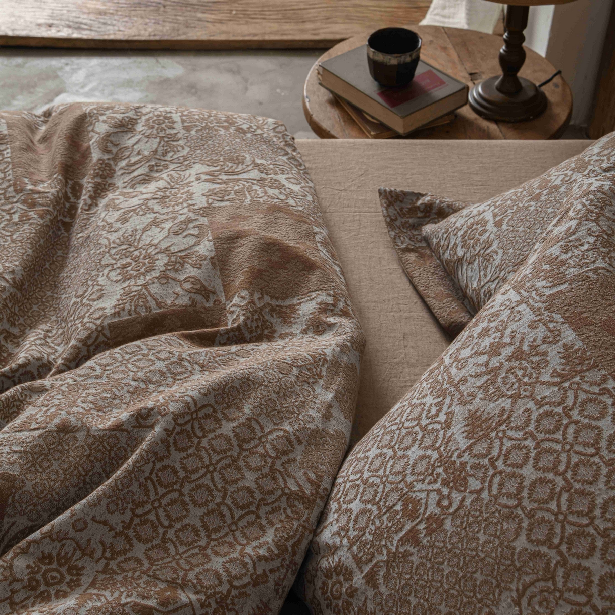 91家纺网 家纺一手货源 找家纺 简家居 2025新款高端轻奢亚麻棉四件套 兰亭序