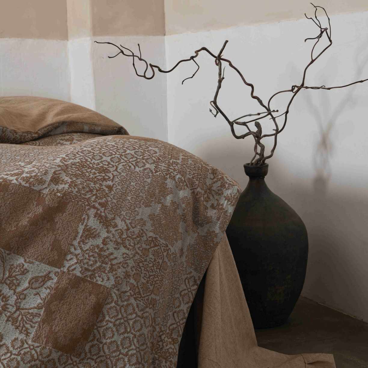 91家纺网 家纺一手货源 找家纺 简家居 2025新款高端轻奢亚麻棉四件套 兰亭序