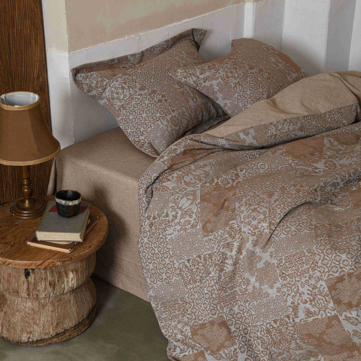 91家纺网 家纺一手货源 找家纺 简家居 2025新款高端轻奢亚麻棉四件套 兰亭序