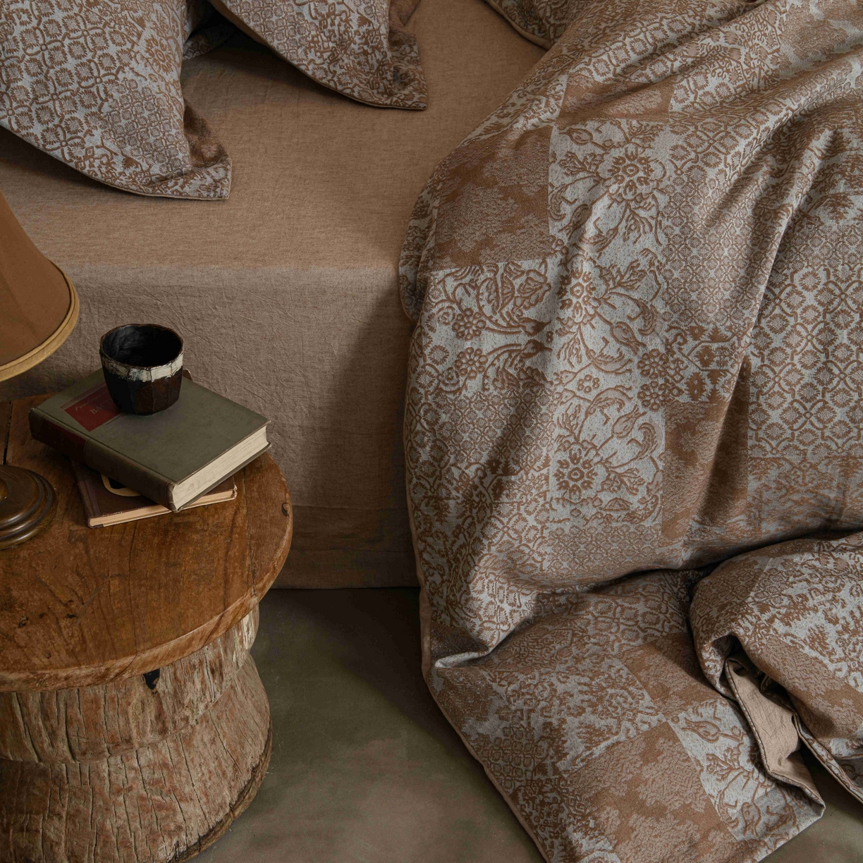 91家纺网 家纺一手货源 找家纺 简家居 2025新款高端轻奢亚麻棉四件套 兰亭序