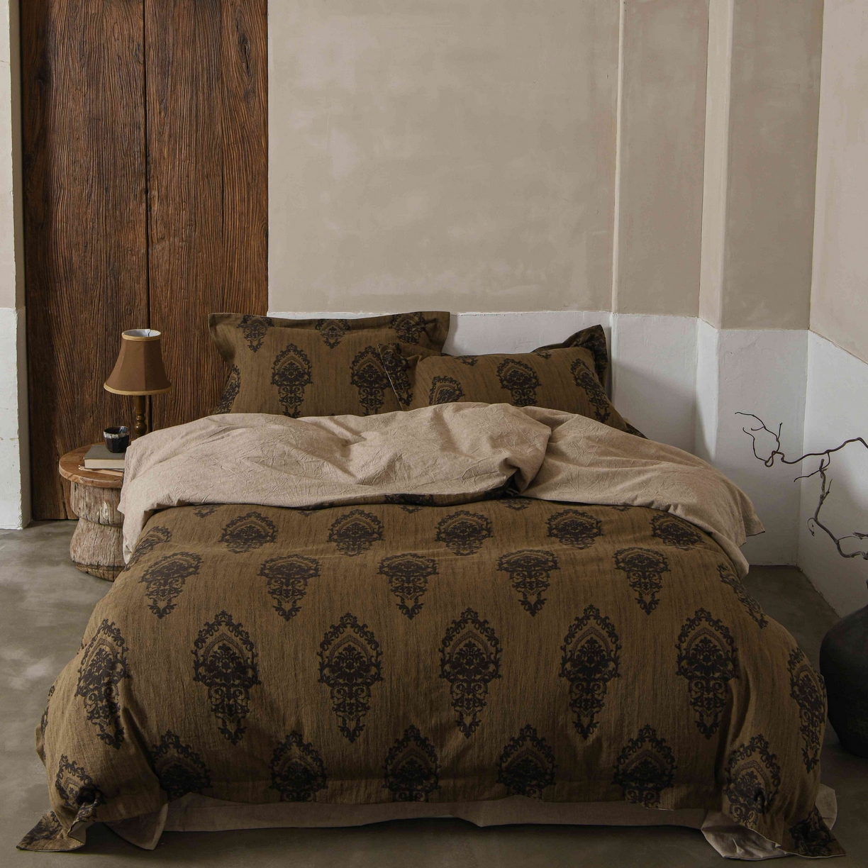 91家纺网 家纺一手货源 找家纺 简家居 2025新款高端轻奢亚麻棉四件套 日落-熔金