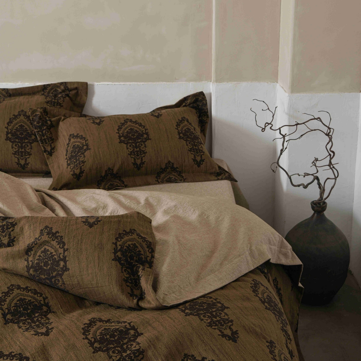 91家纺网 家纺一手货源 找家纺 简家居 2025新款高端轻奢亚麻棉四件套 日落-熔金