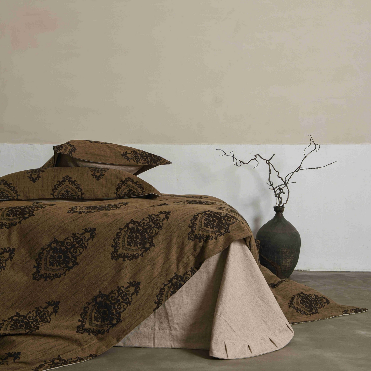 91家纺网 家纺一手货源 找家纺 简家居 2025新款高端轻奢亚麻棉四件套 日落-熔金