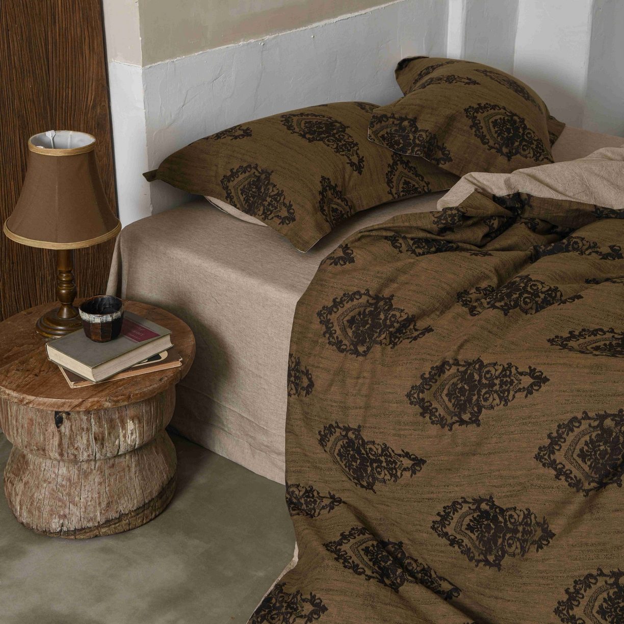 91家纺网 家纺一手货源 找家纺 简家居 2025新款高端轻奢亚麻棉四件套 日落-熔金