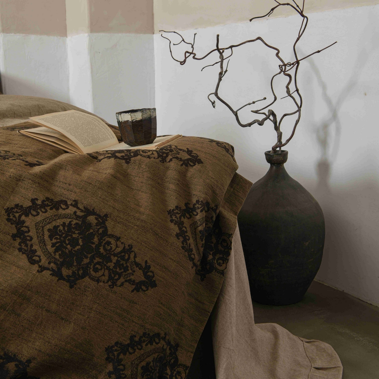 91家纺网 家纺一手货源 找家纺 简家居 2025新款高端轻奢亚麻棉四件套 日落-熔金