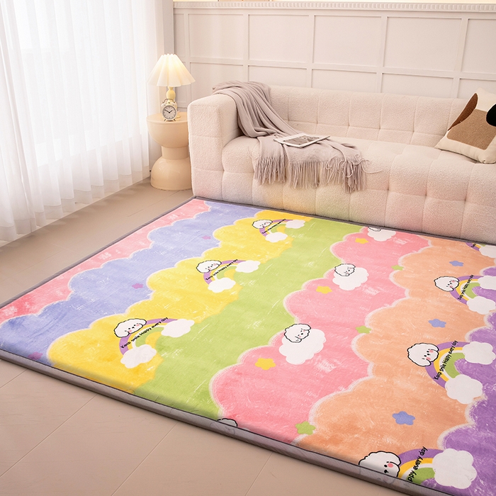 91家纺网 家纺一手货源 找家纺 （总）北辰 2024新款印花绒地垫床边垫床垫褥子打地铺神器客厅地垫可定制