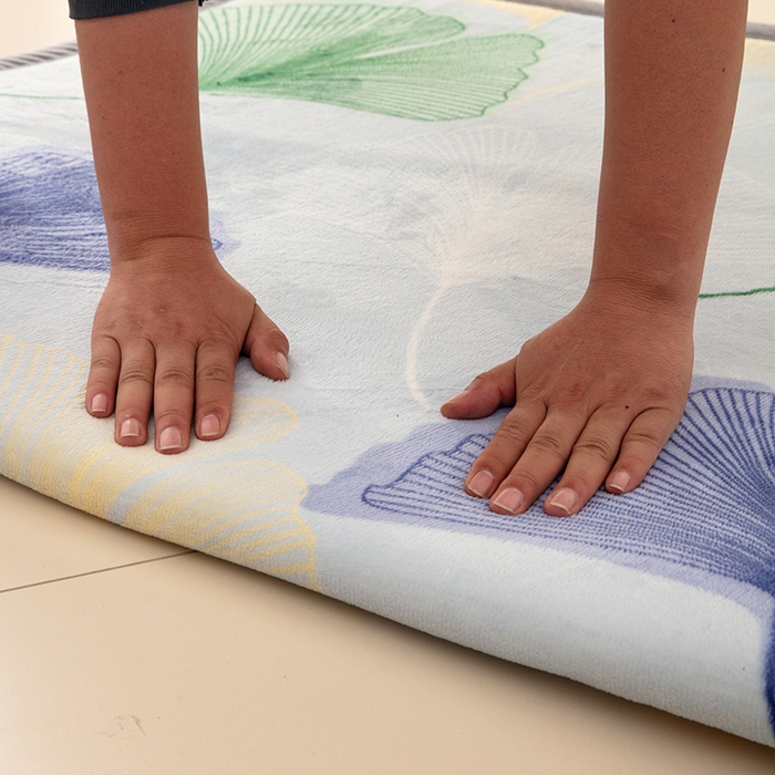 91家纺网 家纺一手货源 找家纺 北辰 2024新款印花绒地垫床边垫床垫褥子打地铺神器客厅地垫可定制 银杏翩翩