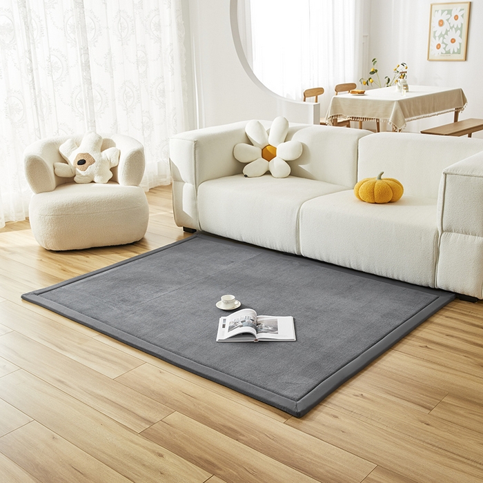 91家纺网 家纺一手货源 找家纺 北辰 2024新款印花绒地垫床边垫床垫褥子打地铺神器客厅地垫可定制 深灰色