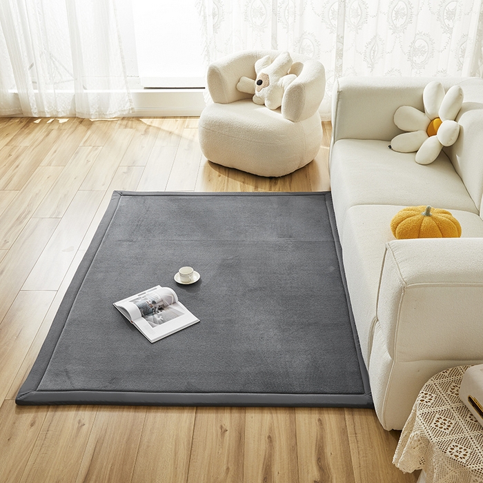 91家纺网 家纺一手货源 找家纺 北辰 2024新款印花绒地垫床边垫床垫褥子打地铺神器客厅地垫可定制 深灰色