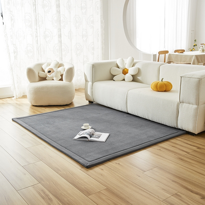 91家纺网 家纺一手货源 找家纺 北辰 2024新款印花绒地垫床边垫床垫褥子打地铺神器客厅地垫可定制 深灰色