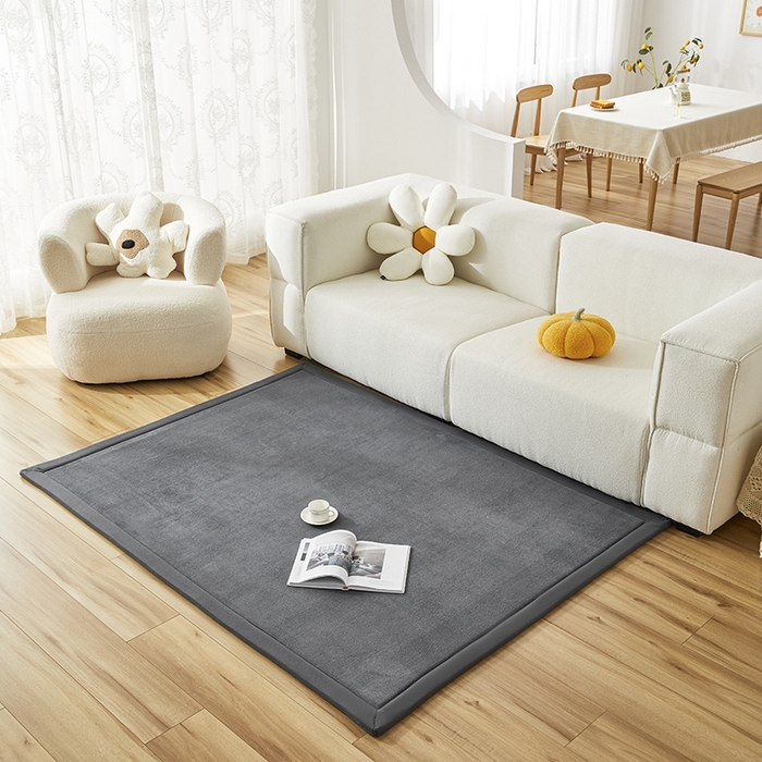 91家纺网 家纺一手货源 找家纺 北辰 2024新款印花绒地垫床边垫床垫褥子打地铺神器客厅地垫可定制 深灰色