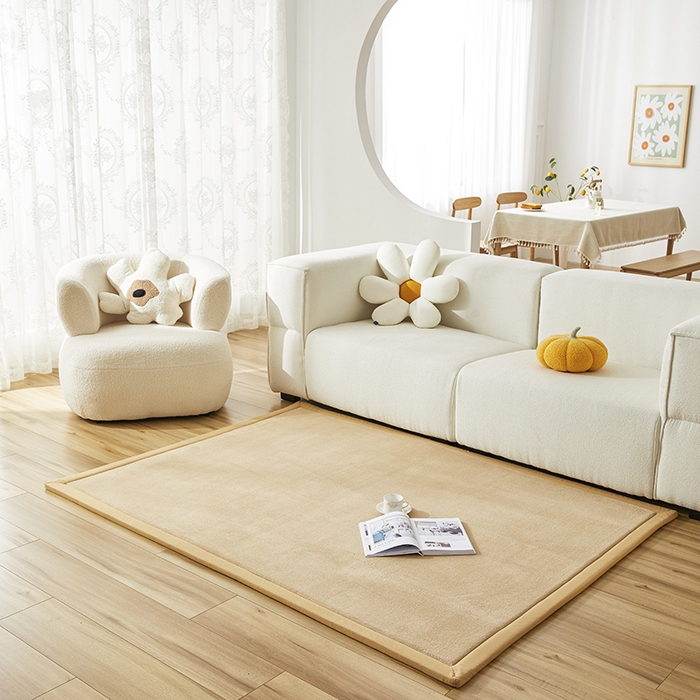 91家纺网 家纺一手货源 找家纺 北辰 2024新款印花绒地垫床边垫床垫褥子打地铺神器客厅地垫可定制 天然棕