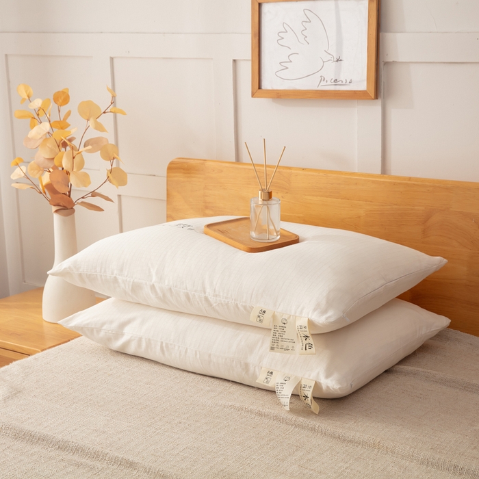 91家纺网 家纺一手货源 找家纺 北辰 2024新款A类全棉华夫格棉花枕 枕头枕芯里外全棉 高枕一对装高枕（内胆约2.4斤） 48*74cm