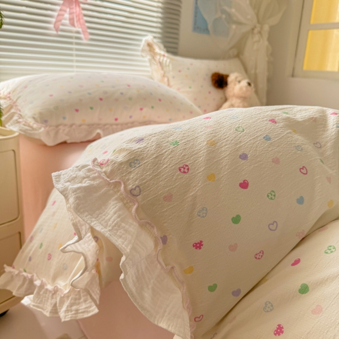 91家纺网 家纺一手货源 找家纺 （总）繁花家居 2025新款云感棉提花学生季超温柔小花边四件套