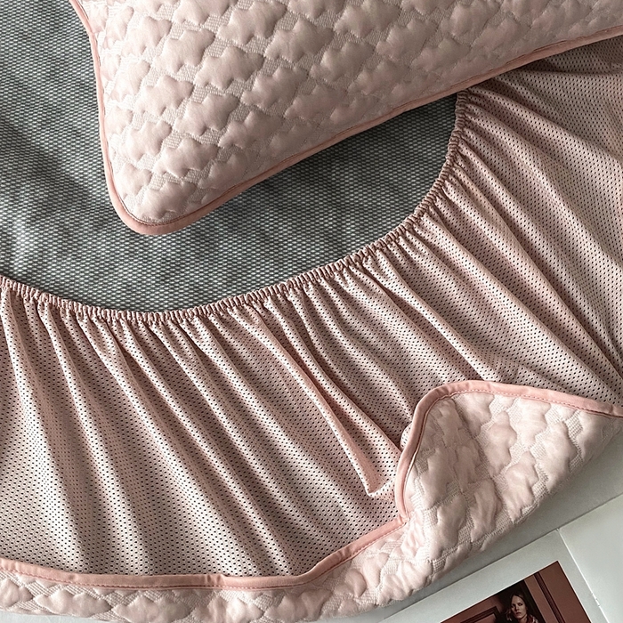 91家纺网 家纺一手货源 找家纺 时亿家居 2025新款复合包边云豆豆床笠款凉席 云豆豆-粉